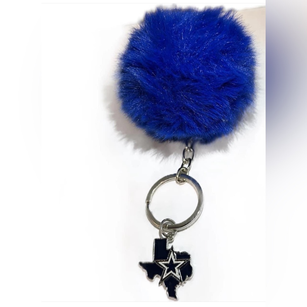 Blue Dallas Cowboys Pom Pom Keychain